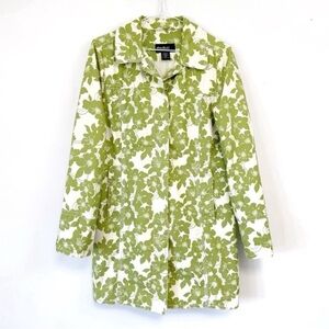 VTG Eddie Bauer Women Green Floral Long Light Jacket SMALL Coastal Cottagecore